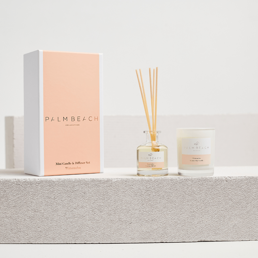 Candle & Diffuser Set - Palm Beach - Palm Beach Watermelon Mini Candle & Diffuser Gift Pack - The Gift Company