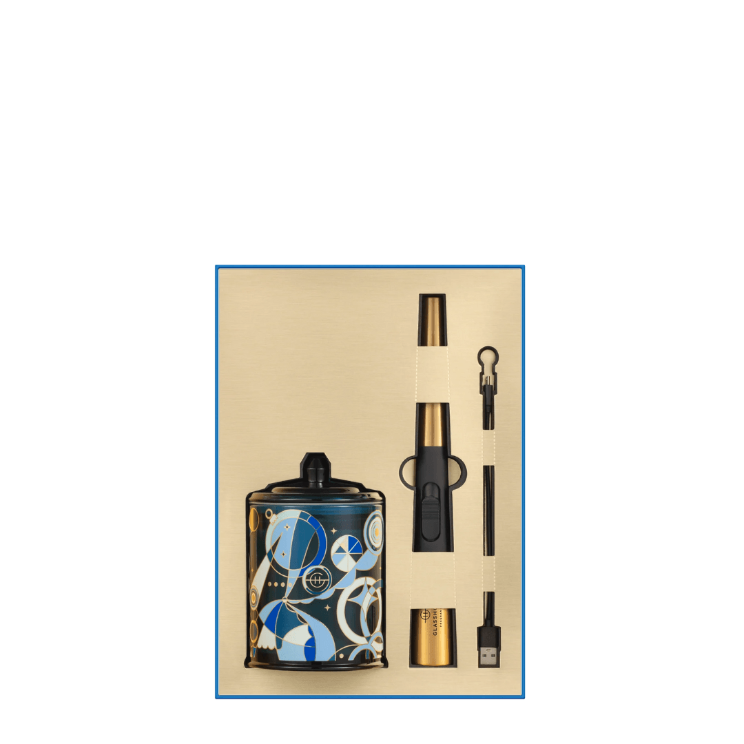 Candle & Lighter Set - Glasshouse - Glasshouse Fragrances A Tahaa Affair Arc Wand Lighter & Candle 380g - The Gift Company
