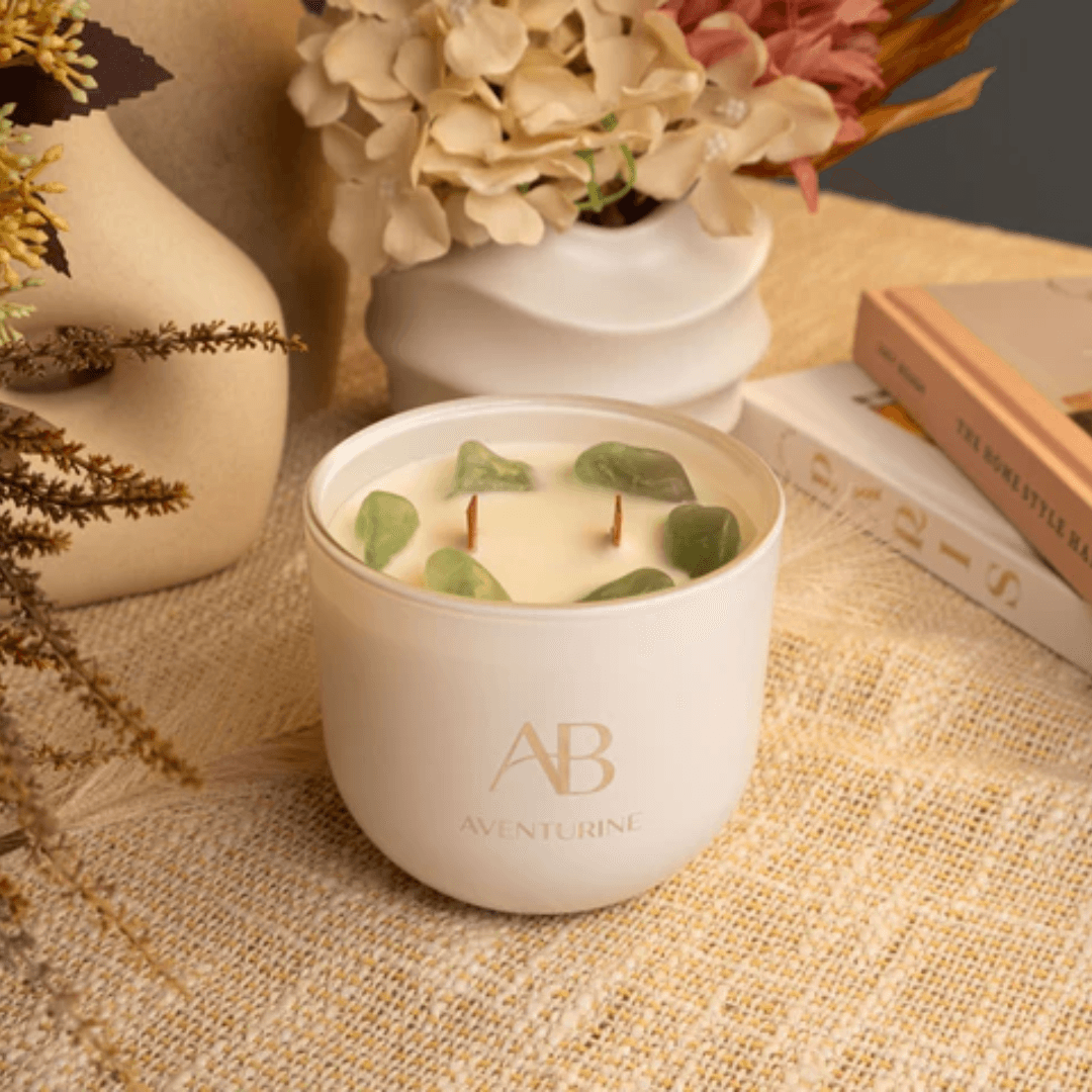 Candle - Aromabotanical - Aromabotanical Aventurine Crystal Candle 340g - The Gift Company