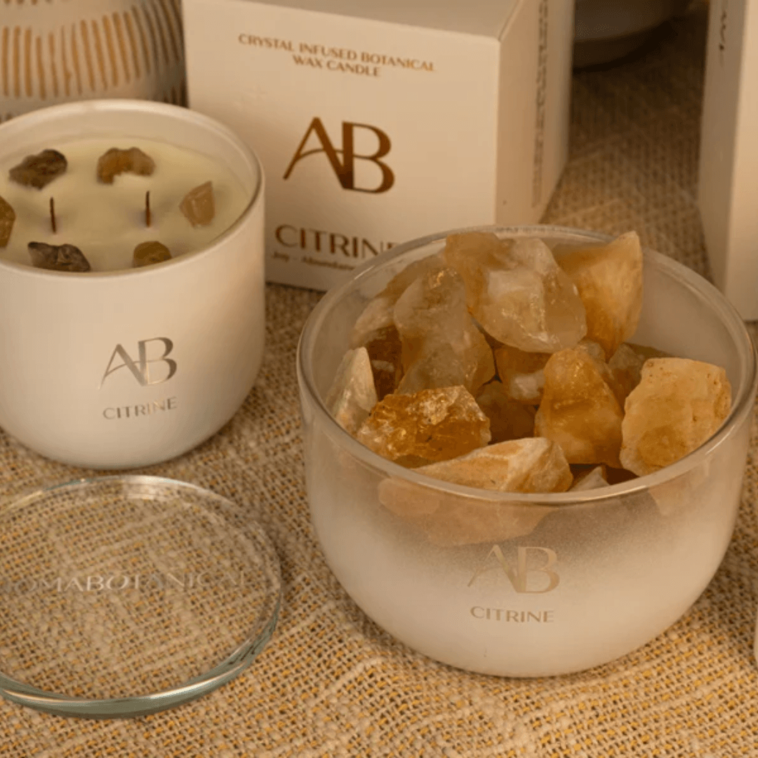 Candle - Aromabotanical - Aromabotanical Citrine Crystal Candle 340g - The Gift Company