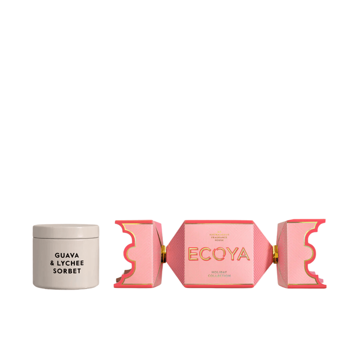 Candle - Ecoya - ECOYA Guava & Lychee Sorbet Tin Candle Bon Bon Holiday Collection 45g - The Gift Company