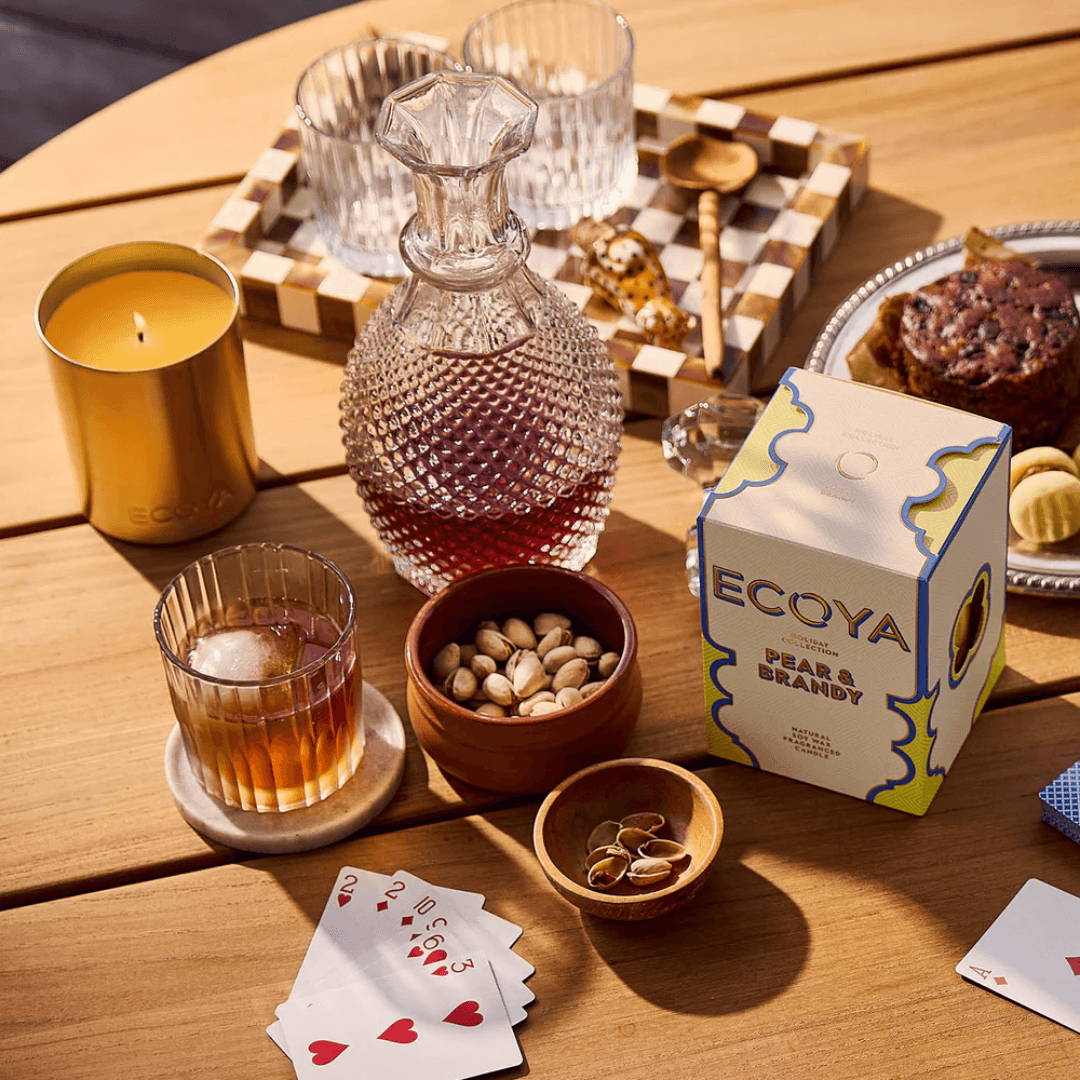 Candle - Ecoya - ECOYA Pear & Brandy Goldie Candle Holiday Collection 460g - The Gift Company
