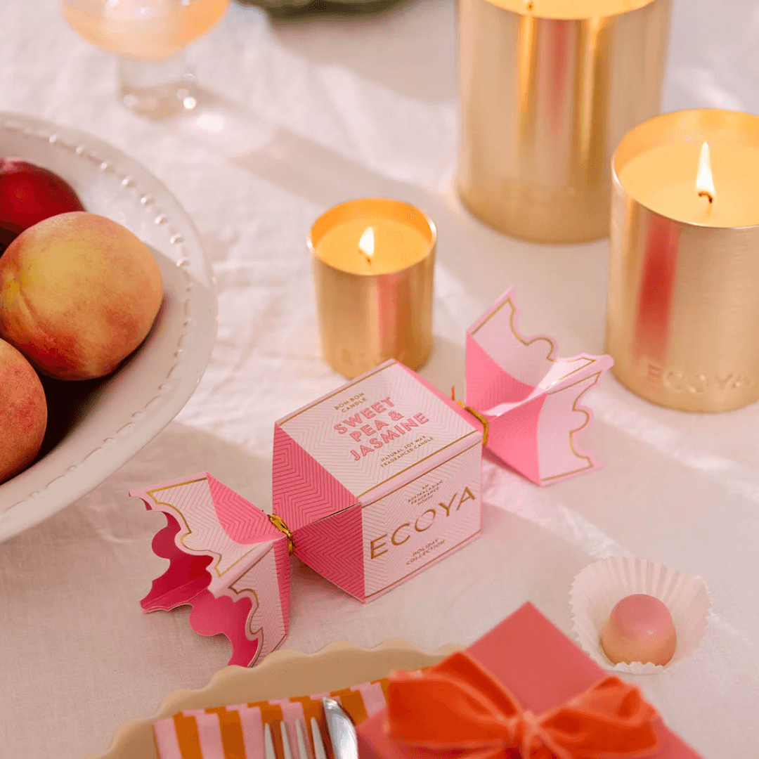 Candle - Ecoya - ECOYA Sweet Pea & Jasmine Tin Candle Bon Bon Holiday Collection 45g - The Gift Company