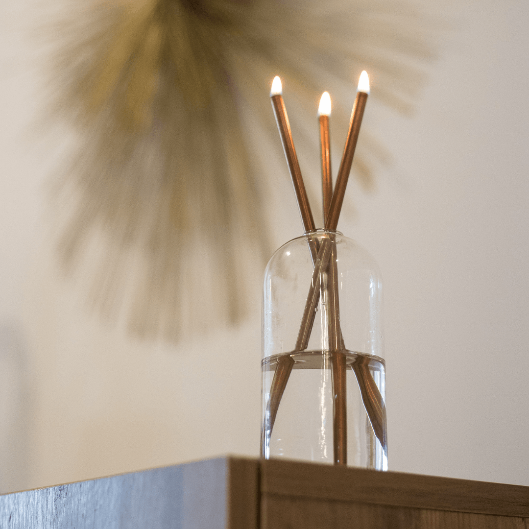 Candle - Everlasting Candle Co - Everlasting Candle Co Wylie Signature Set - Clear Vase & Champagne Candle Sticks - The Gift Company