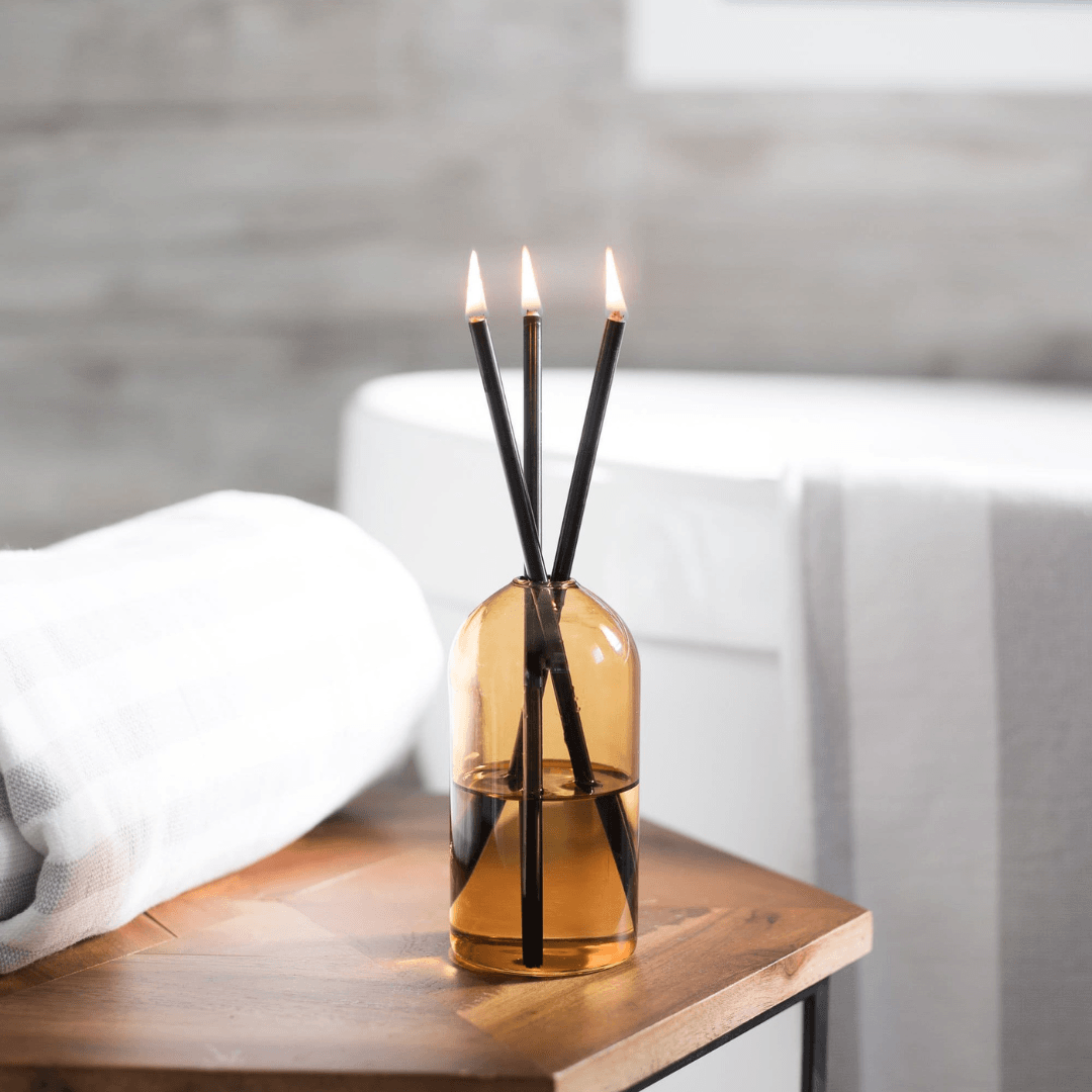 Candle - Everlasting Candle Co - Everlasting Candle Co Wylie Signature Set - Golden Hour Vase & Black Candle Sticks - The Gift Company
