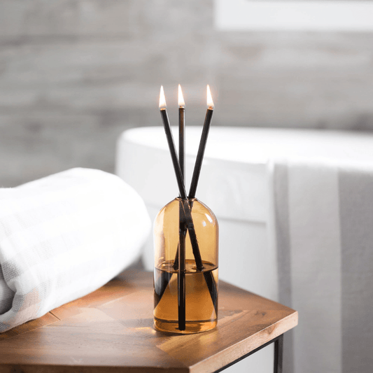 Candle - Everlasting Candle Co - Everlasting Candle Co Wylie Signature Set - Golden Hour Vase & Black Candle Sticks - The Perfume Company