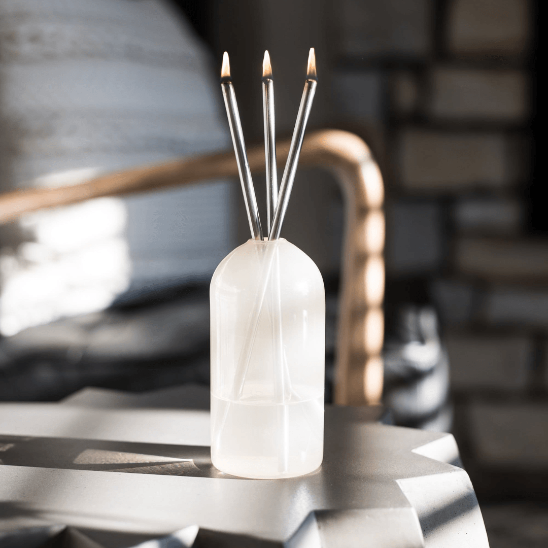 Candle - Everlasting Candle Co - Everlasting Candle Co Wylie Signature Set - Pampas Vase & Silver Candle Sticks - The Gift Company