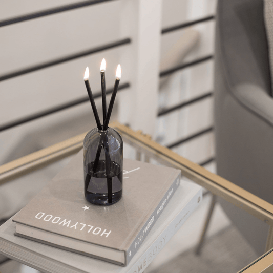Candle - Everlasting Candle Co - Everlasting Candle Co Wylie Signature Set - Storm Vase & Black Candle Sticks - The Perfume Company