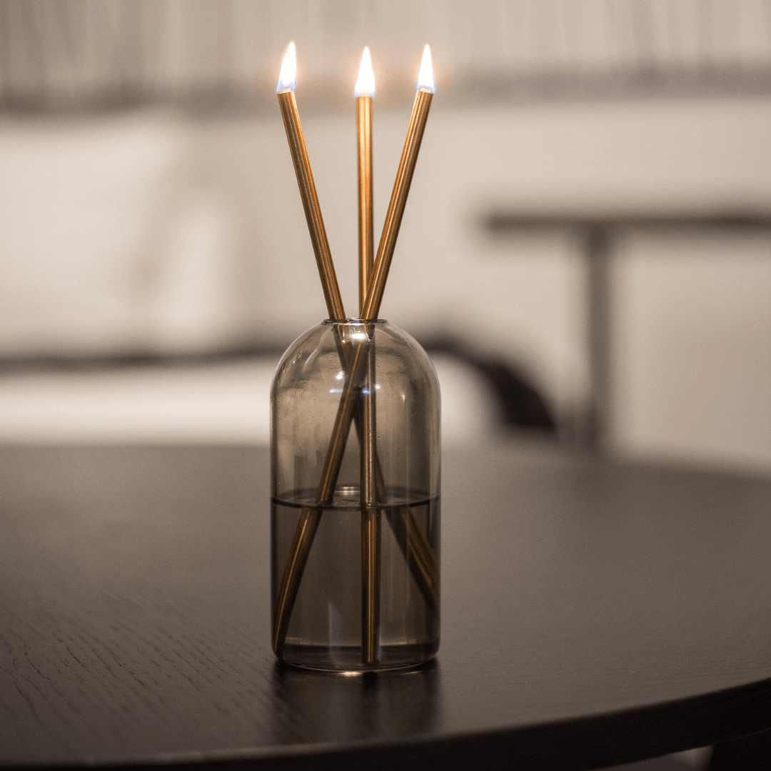 Candle - Everlasting Candle Co - Everlasting Candle Co Wylie Signature Set - Storm Vase & Champagne Candle Sticks - The Gift Company
