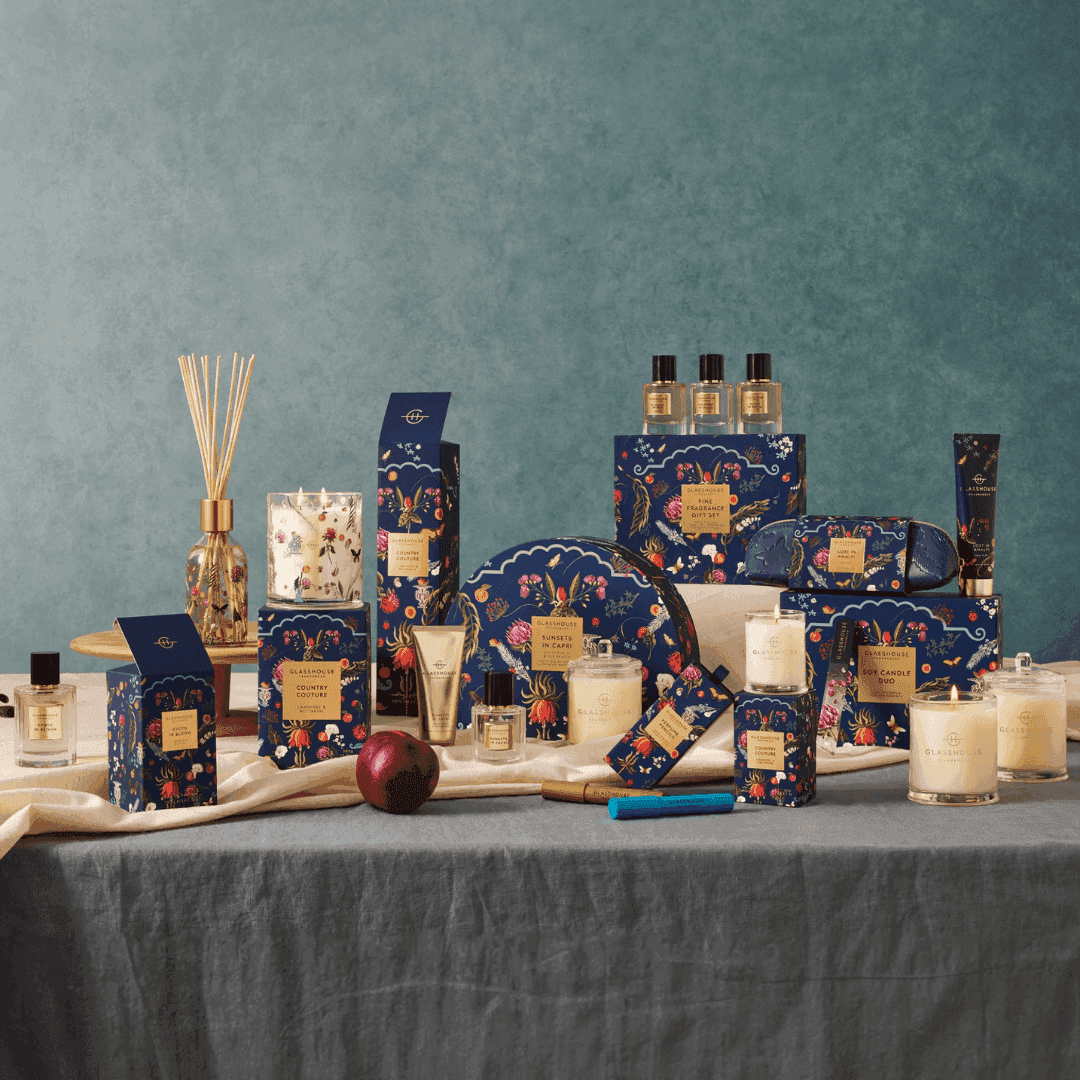 Candle - Glasshouse - Glasshouse Fragrances Gift Set Fresh Marine Fragrance Sunsets in Capri - The Gift Company