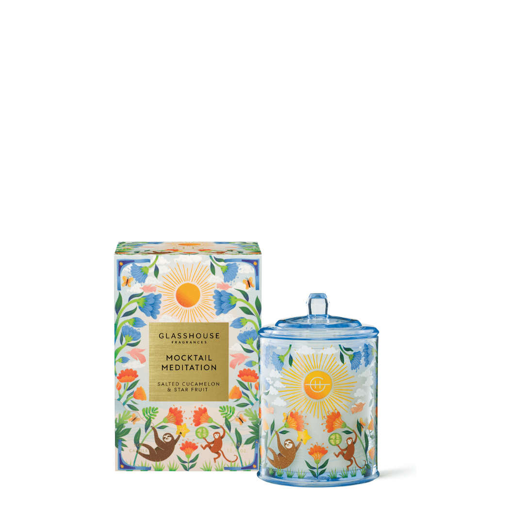 Candle - Glasshouse - Glasshouse Fragrances Mocktail Meditation Salted Cucamelon & Starfruit Triple Scented Soy Candle 380g - The Gift Company