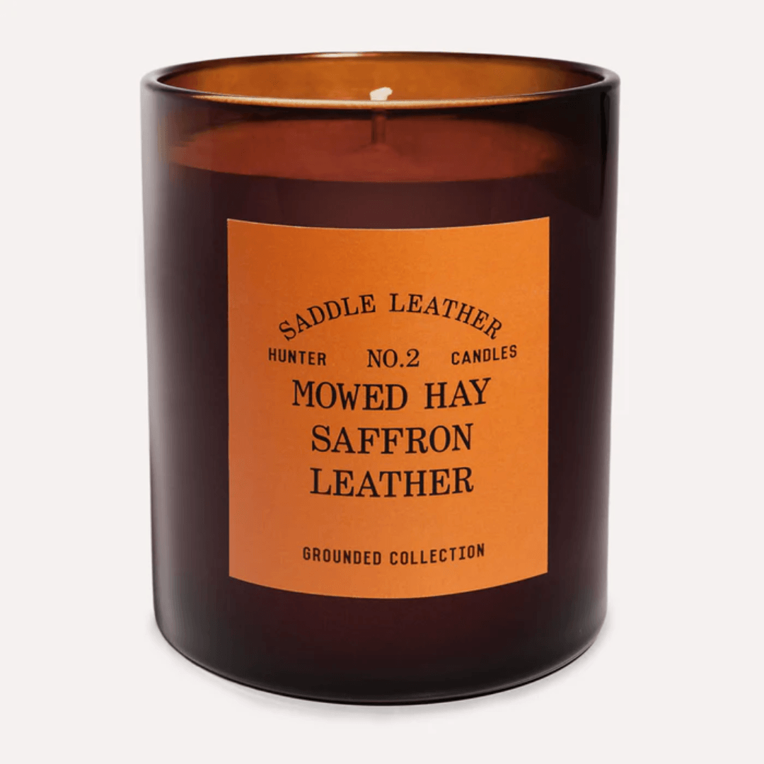 Candle - Hunter - Hunter No. 2 Mowed Hay, Saffron, Leather Soy Candle Saddle Leather - The Gift Company