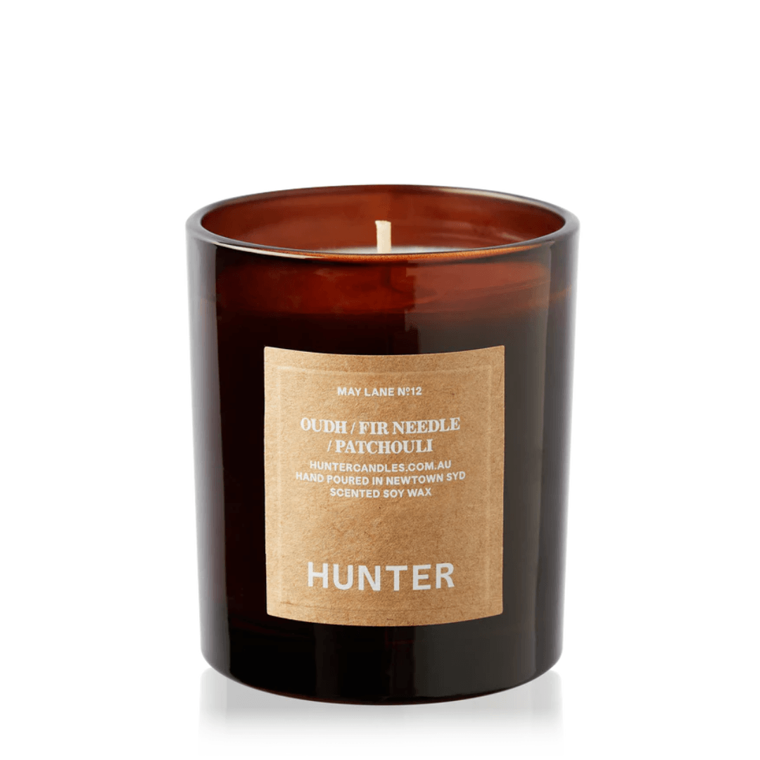 Candle - Hunter - Hunter Oudh, Fir Needle, Patchouli Soy Candle May Lane - The Gift Company