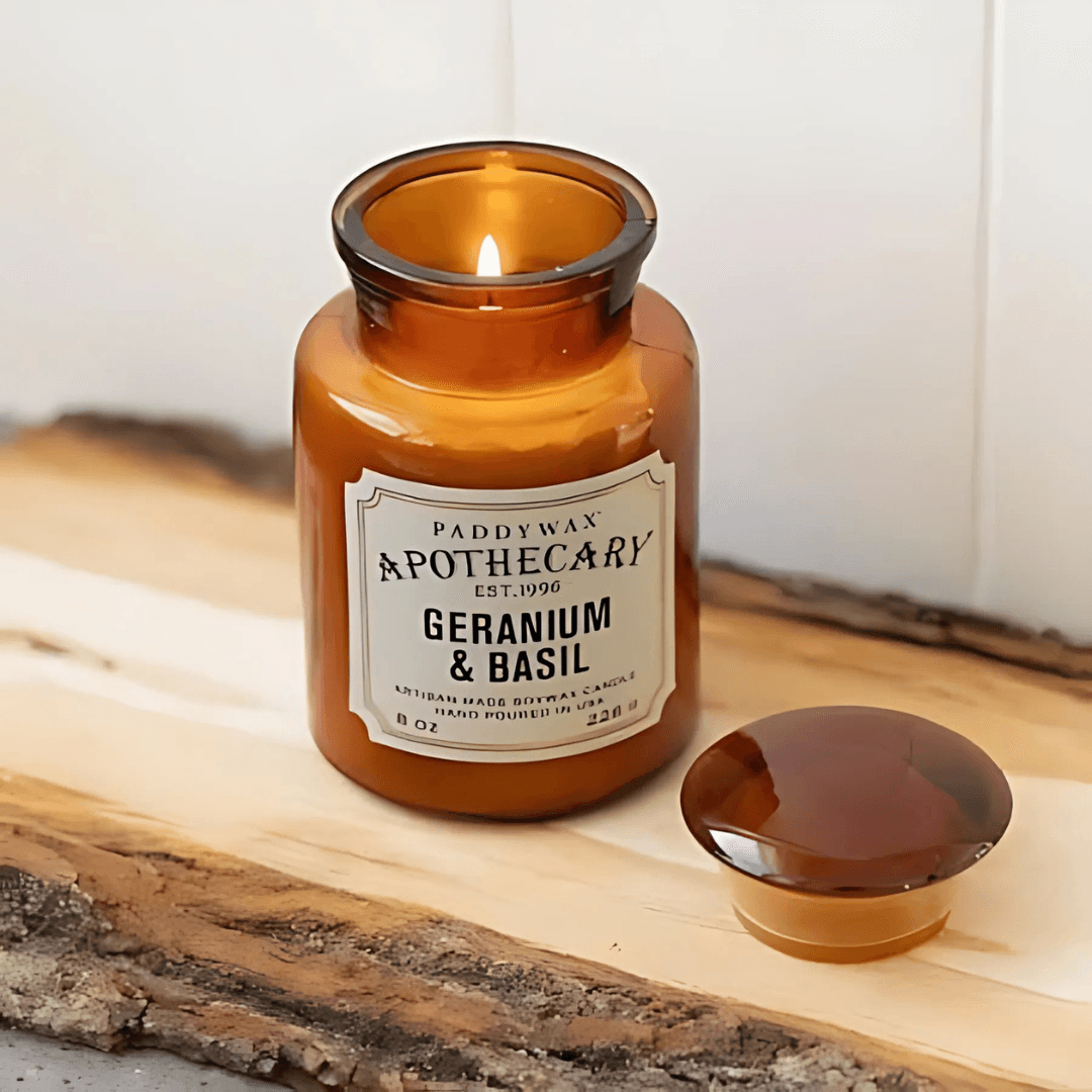 Candle - Paddywax - Paddywax Apothecary Glass Candle Geranium & Basil 226g - The Gift Company
