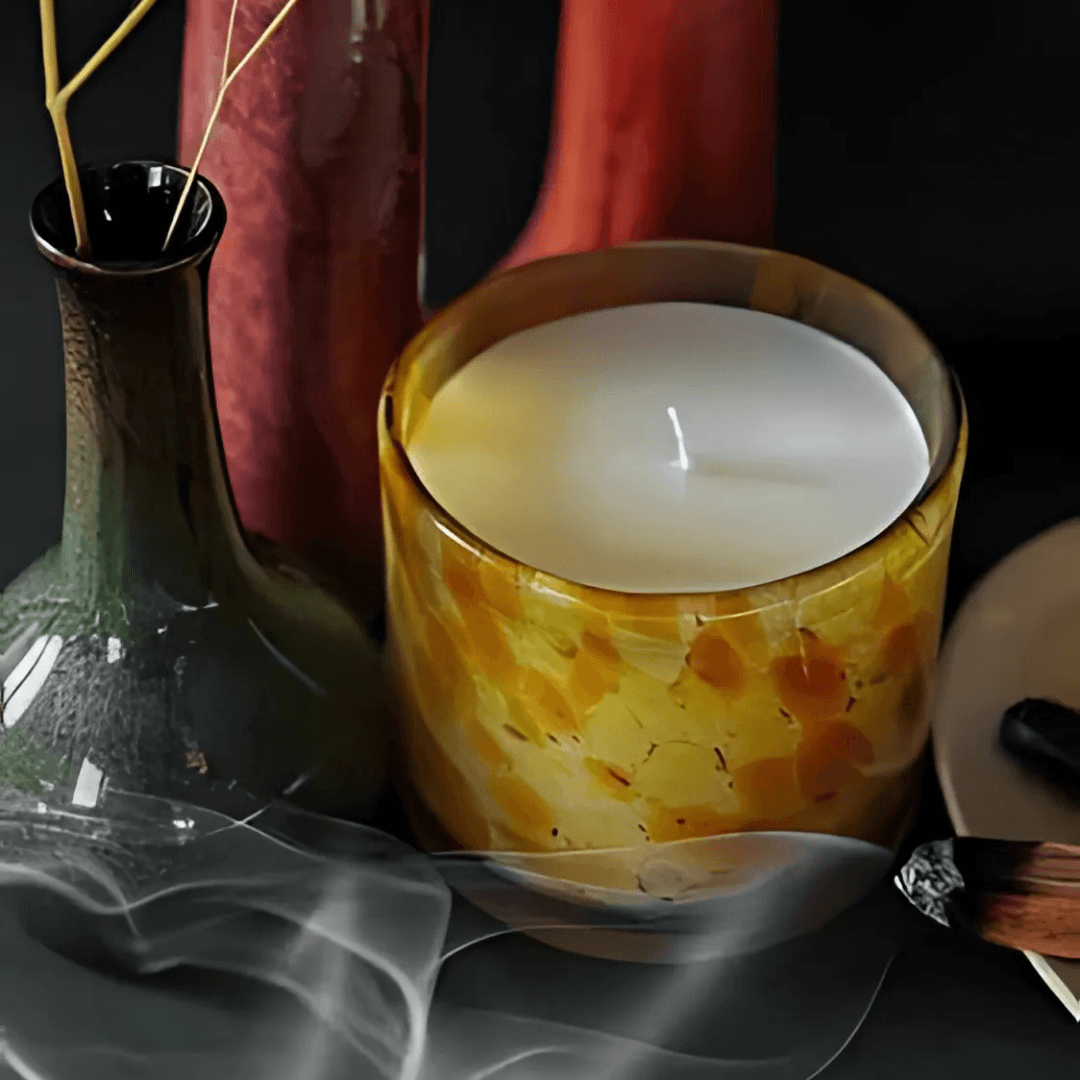 Candle - Paddywax - Paddywax Hand Blown Amber Bubble Glass Candle - Palo Santo 226g - The Gift Company