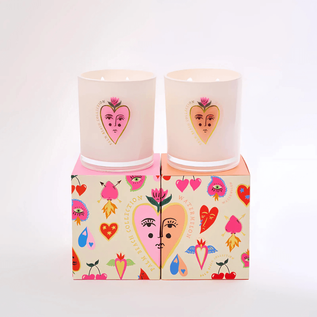 Candle - Palm Beach - Palm Beach Queen Of Hearts Candle Watermelon 350g - The Gift Company