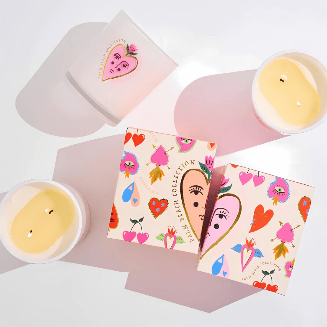 Candle - Palm Beach - Palm Beach Queen Of Hearts Candle Watermelon 350g - The Gift Company