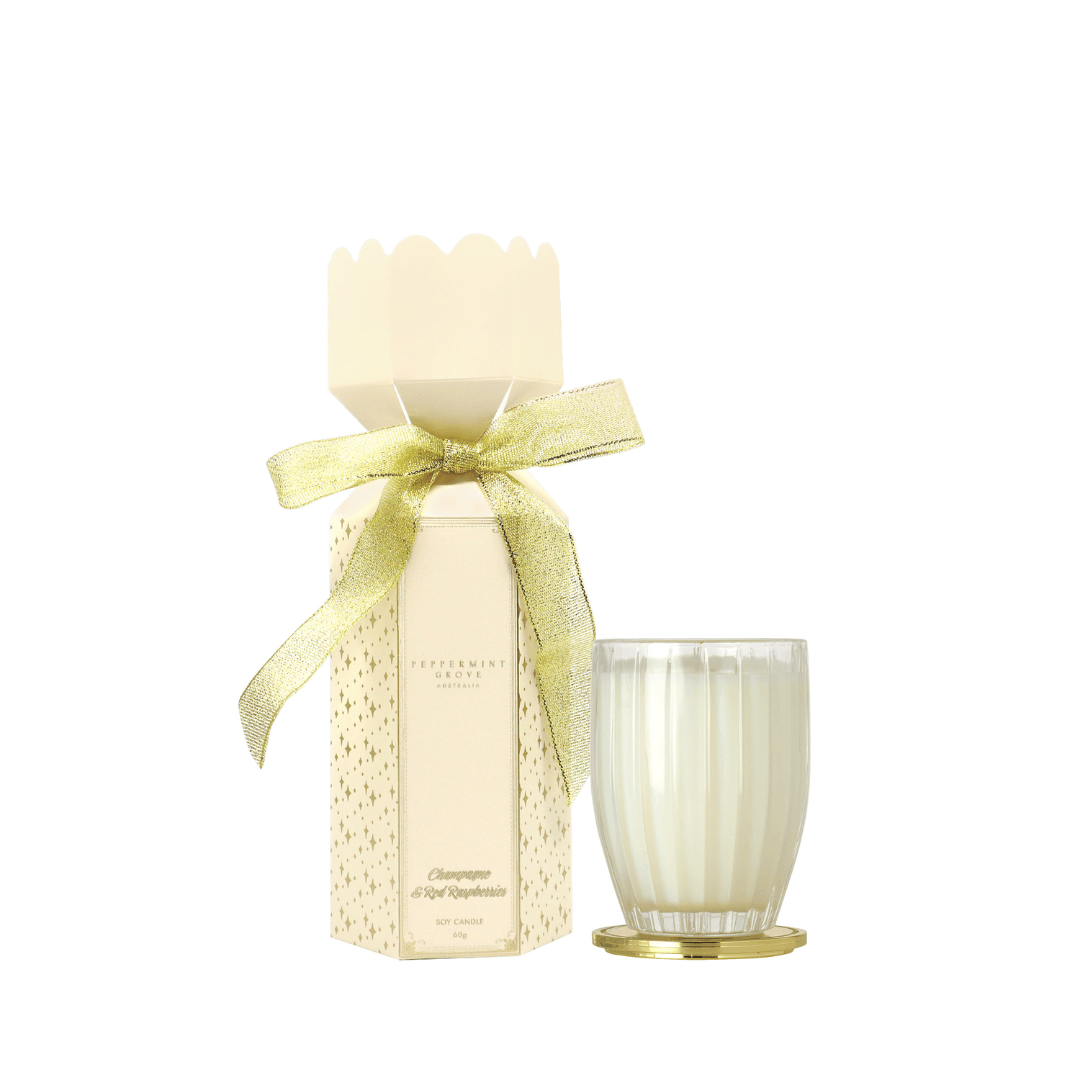 Candle - Peppermint Grove - Peppermint Grove Champagne & Red Raspberries Mini Candle Bon-Bon 60g - The Gift Company