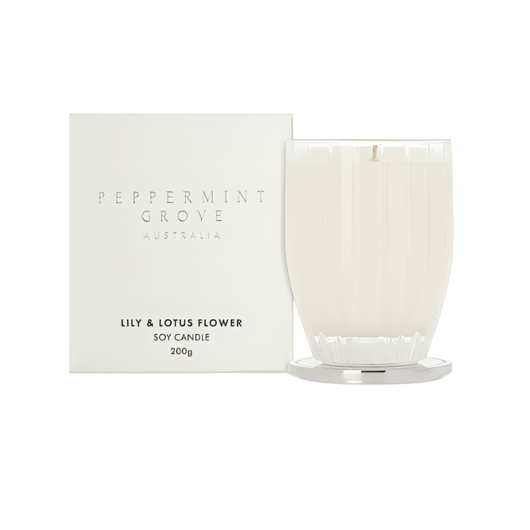Candle - Peppermint Grove - Peppermint Grove Lily & Lotus Flower Soy Candle 200g - The Gift Company