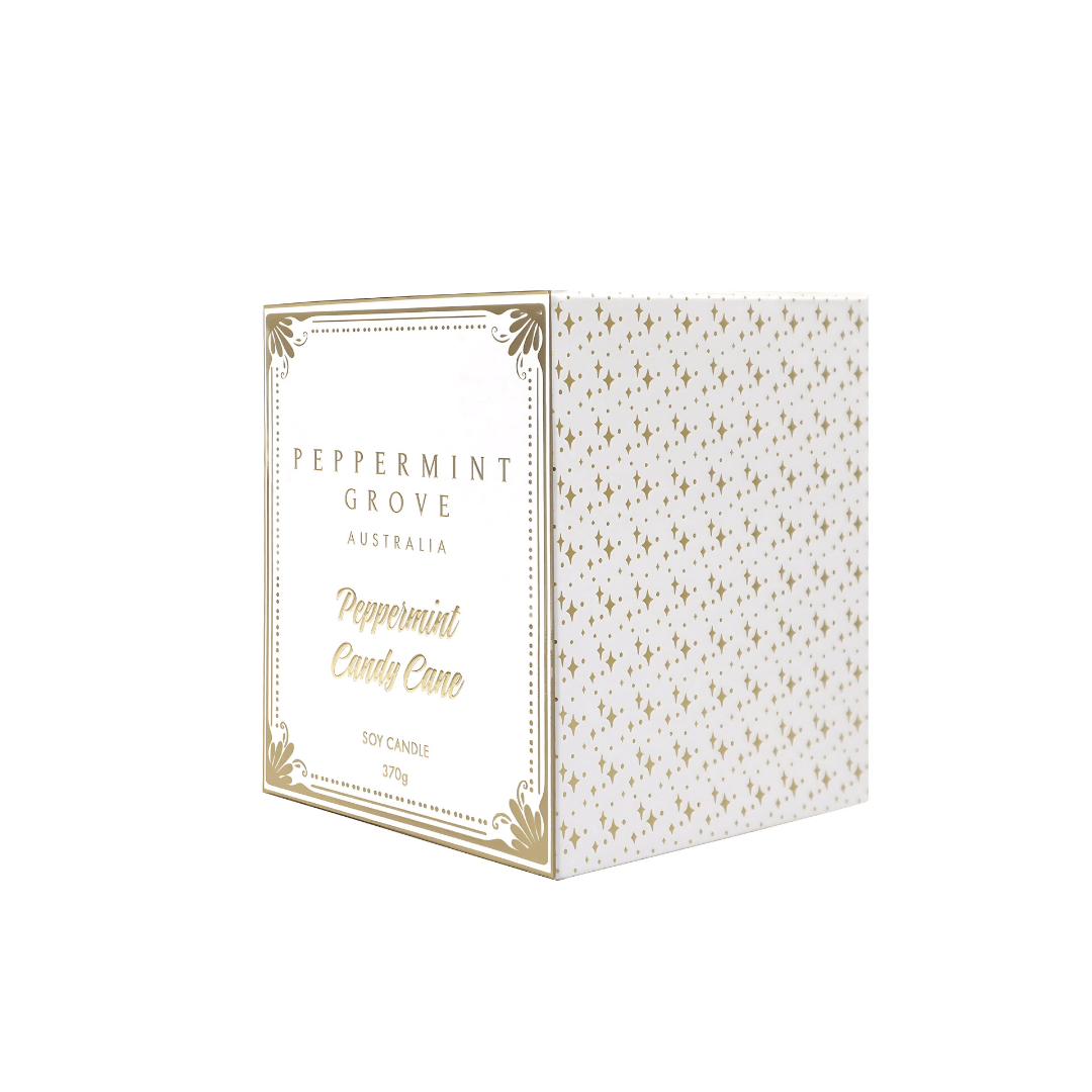 Candle - Peppermint Grove - Peppermint Grove Peppermint Candy Cane Soy Candle 370g - The Gift Company