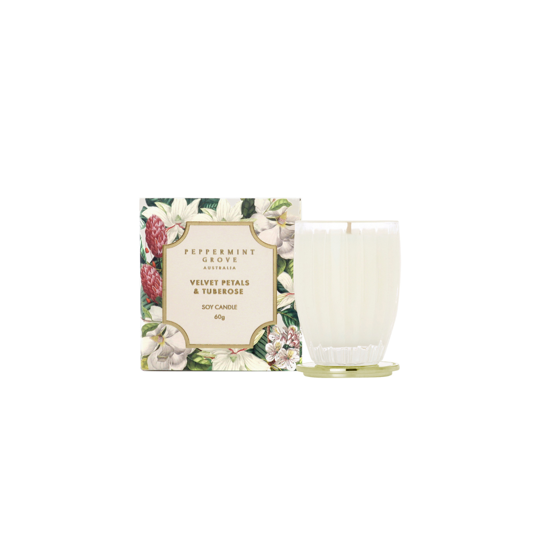 Candle - Peppermint Grove - Peppermint Grove Velvet Petals & Tuberose Mini Soy Candle Card 60g - The Gift Company