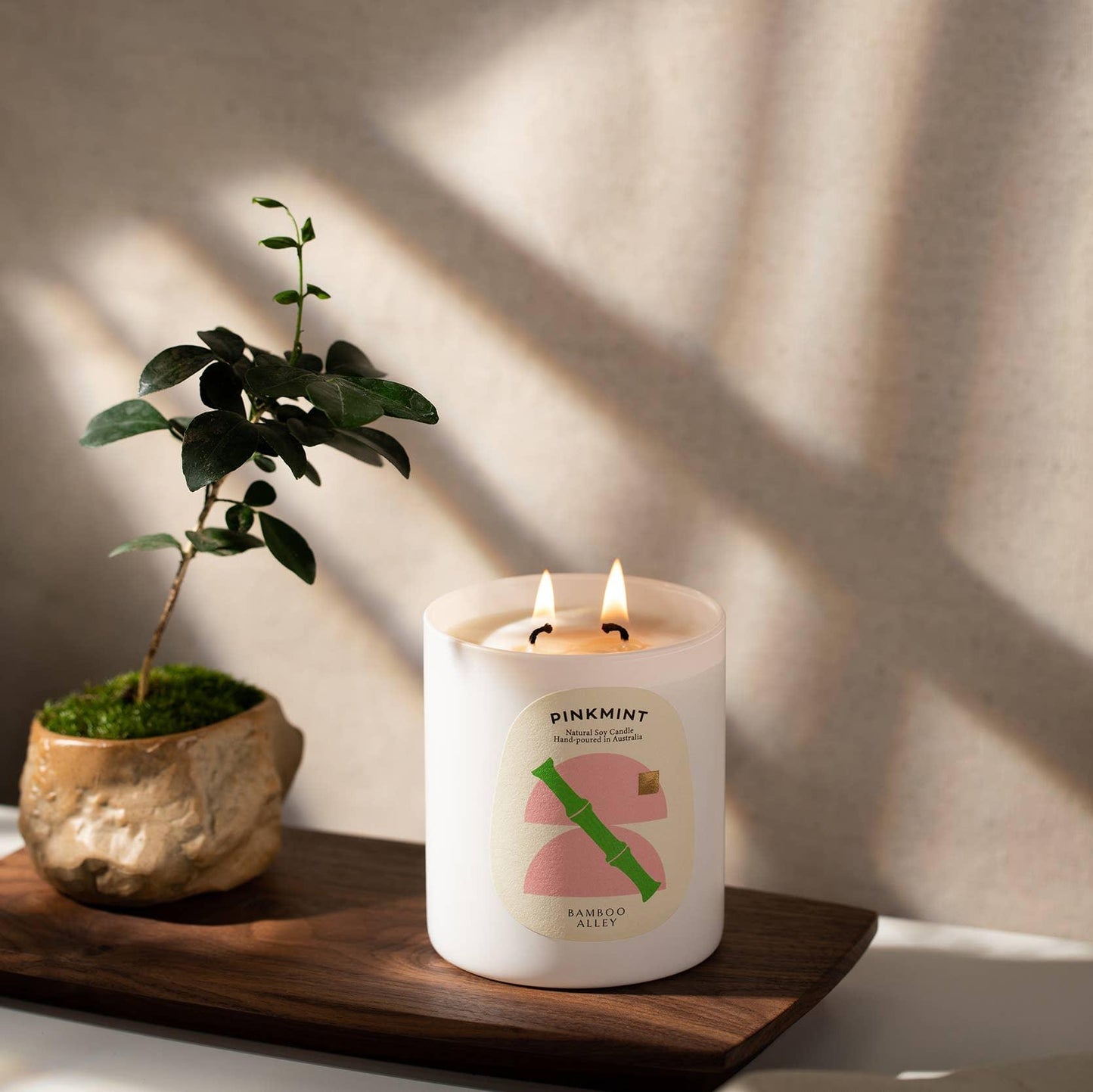 Candle - Pinkmint Candle - Pinkmint Candle Bamboo Alley Double Wick Soy Candle 470g - The Gift Company
