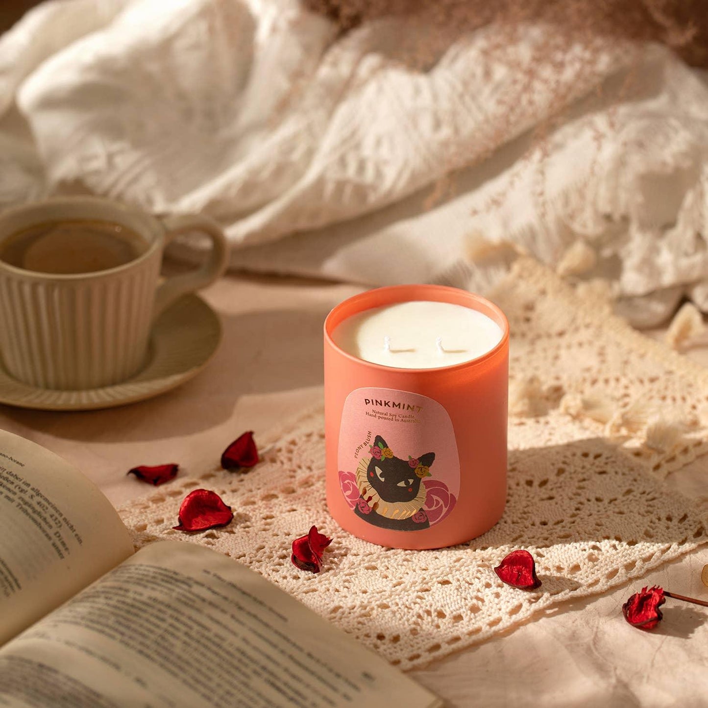 Candle - Pinkmint Candle - Pinkmint Candle Peony Blush Double Wick Soy Candle - The Gift Company