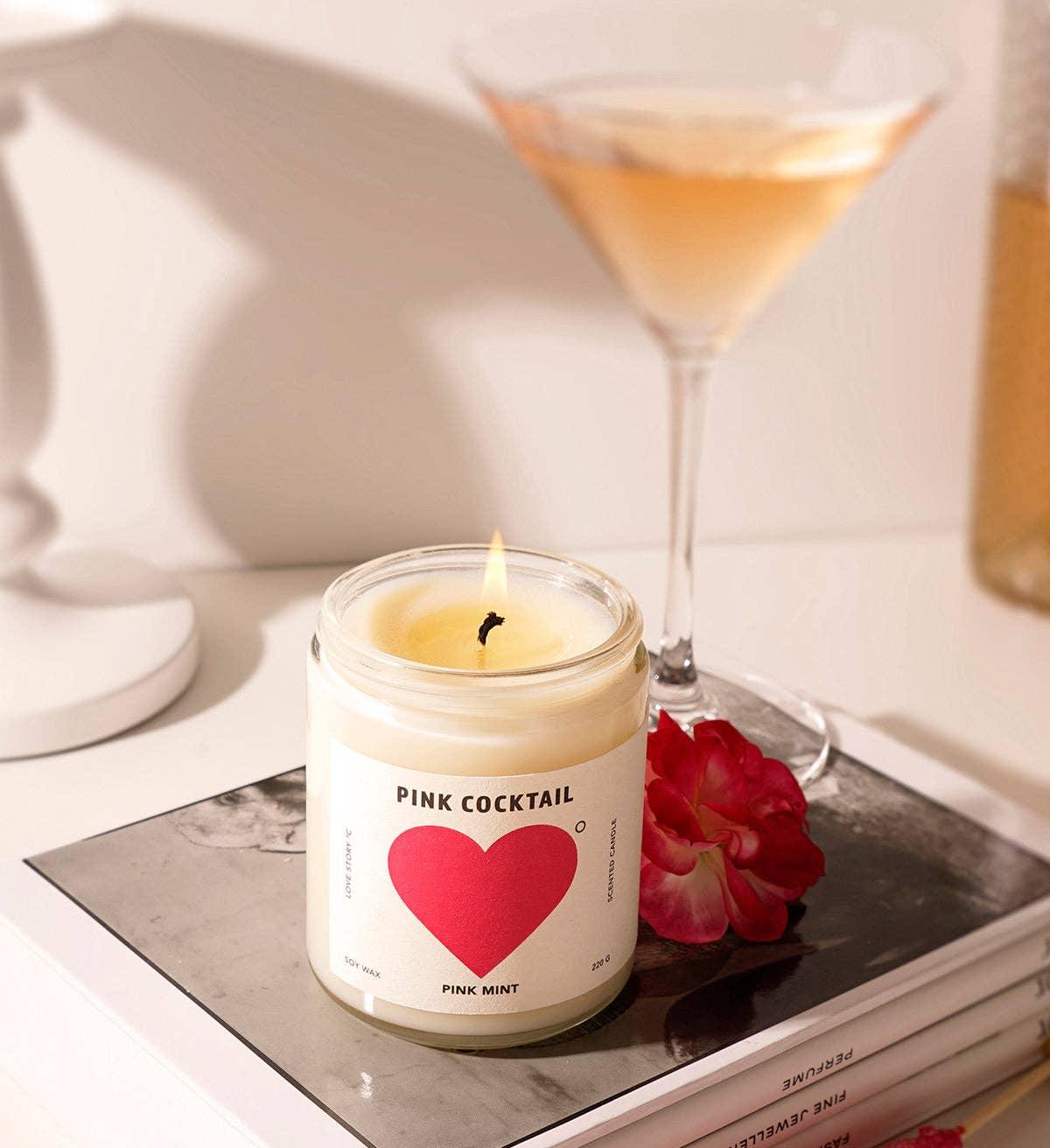 Candle - Pinkmint Candle - Pinkmint Candle Pink Cocktail Soy Candle 220g - The Gift Company