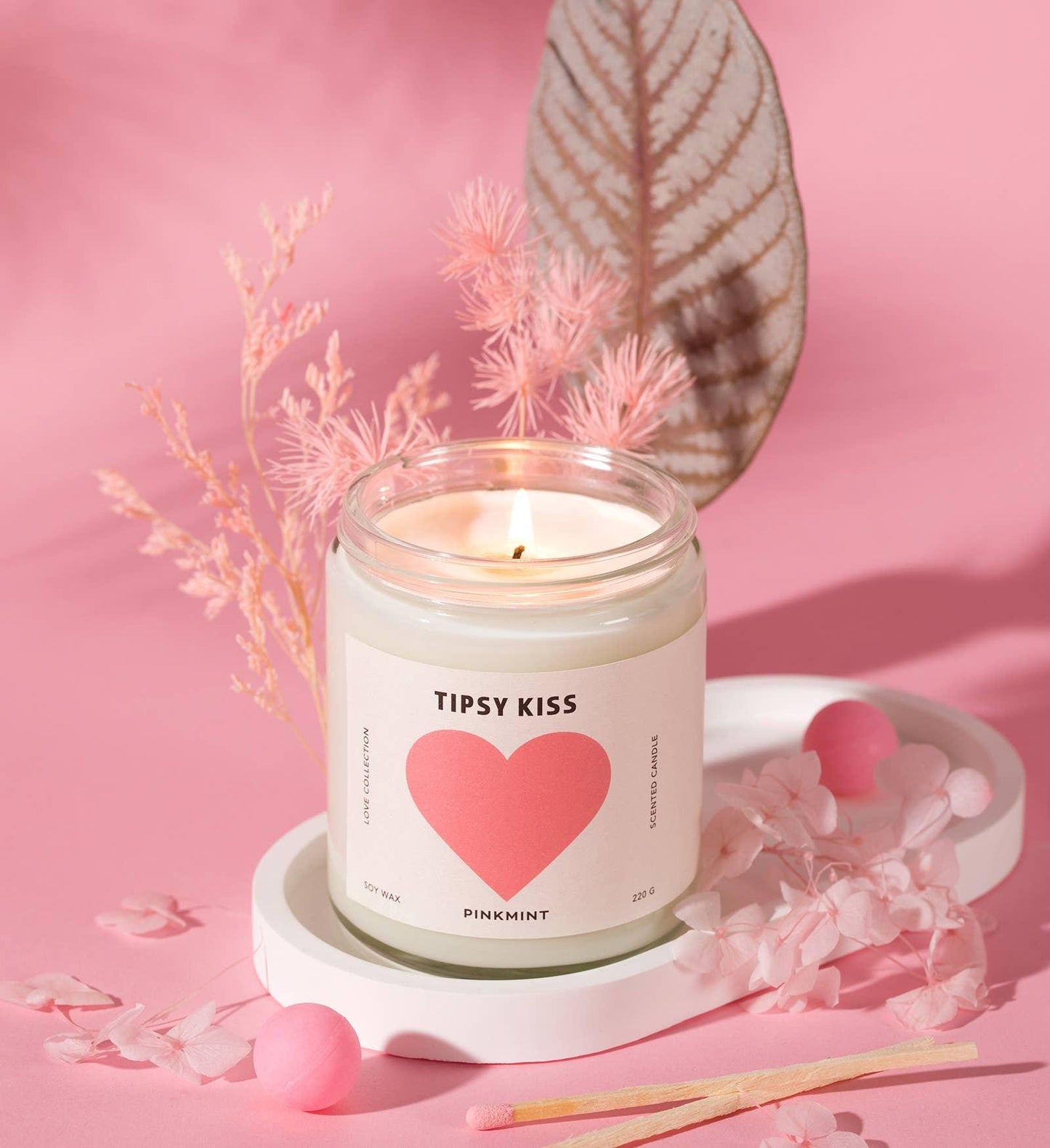 Candle - Pinkmint Candle - Pinkmint Candle Tipsy Kiss Soy Candle 220g - The Gift Company