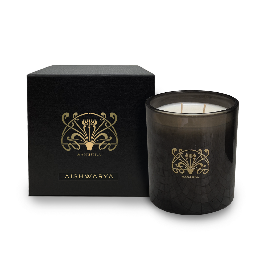 Candle - SANJULA - SANJULA Aishwarya | XL Transparent Black Jar 430g - The Gift Company
