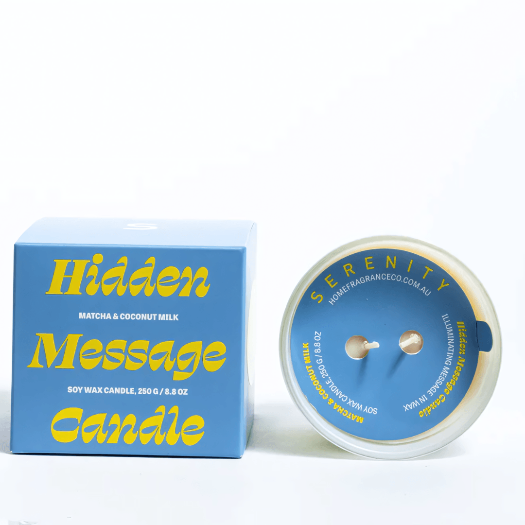 Candle - Serenity - Serenity Matcha & Coconut Milk Hidden Message Candle 250g - The Gift Company