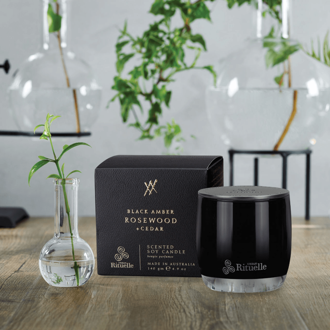 Candle - Urban Rituelle - Urban Rituelle Black Amber, Rosewood & Cedar Candle 140g - The Gift Company
