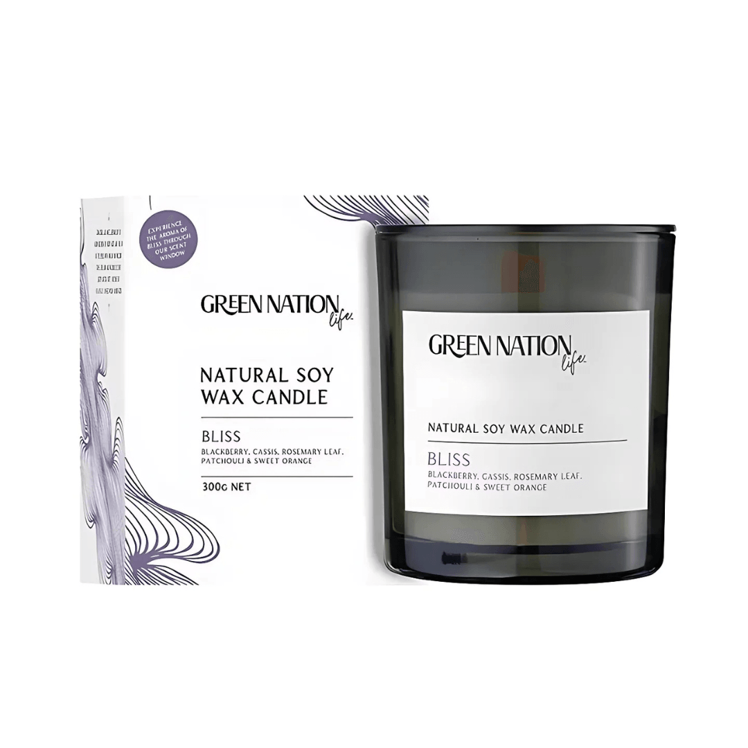 Candles - Green Nation Life - Green Nation Life Luxurious Scented Soy Wax Candle 300g - BLISS - The Gift Company