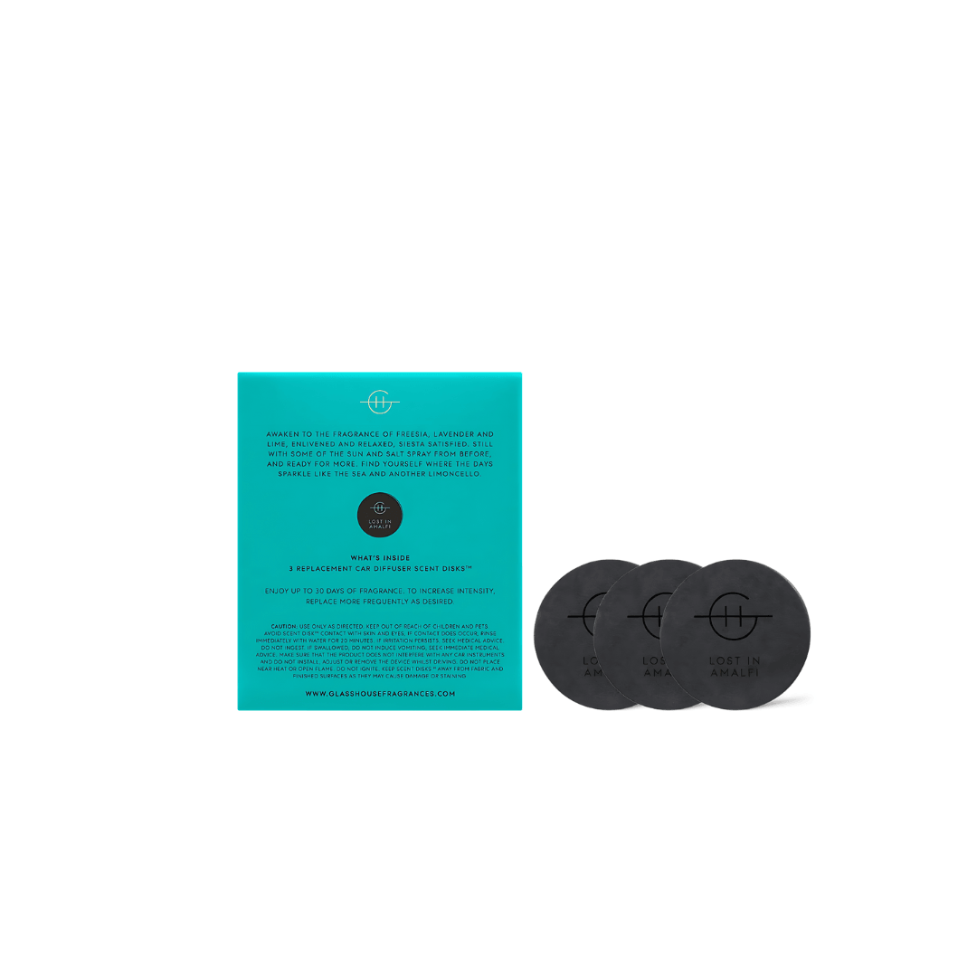 Car Diffuser - Glasshouse - Glasshouse Fragrances Car Diffuser Replacement Scent Disk - Lost in Amalfi - The Gift Company