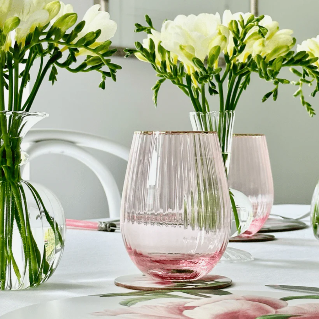 Clear Pink Gin Tumblers - Zjoosh - Zjoosh Soiree Crystal Gin Tumblers Pink (Set of 2) - The Gift Company