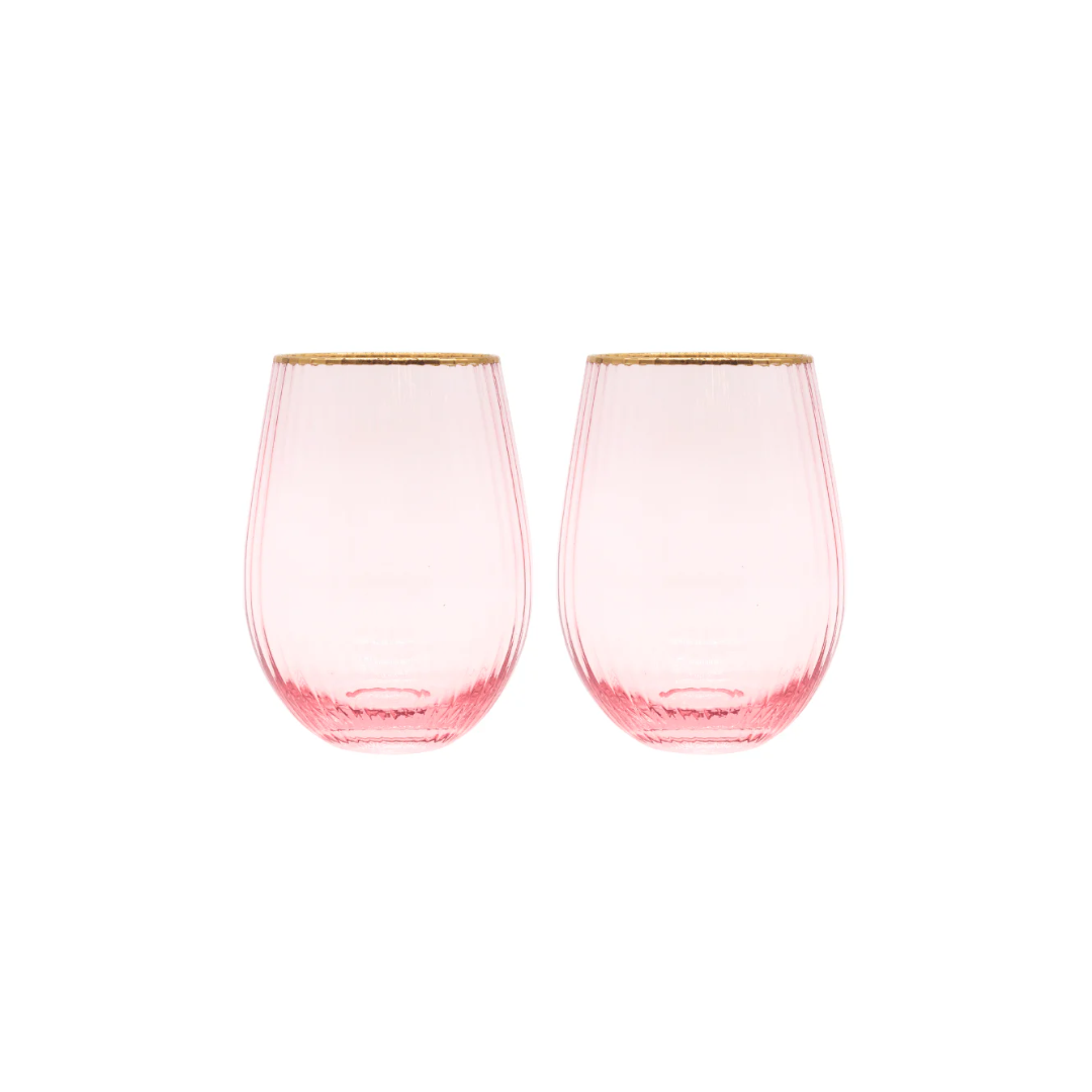 Clear Pink Gin Tumblers - Zjoosh - Zjoosh Soiree Crystal Gin Tumblers Pink (Set of 2) - The Gift Company
