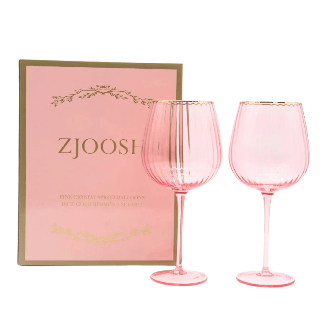 Crystal Balloon Glasses - Zjoosh - Zjoosh Soiree Crystal Spritz Balloons Pink (Set of 2) - The Gift Company