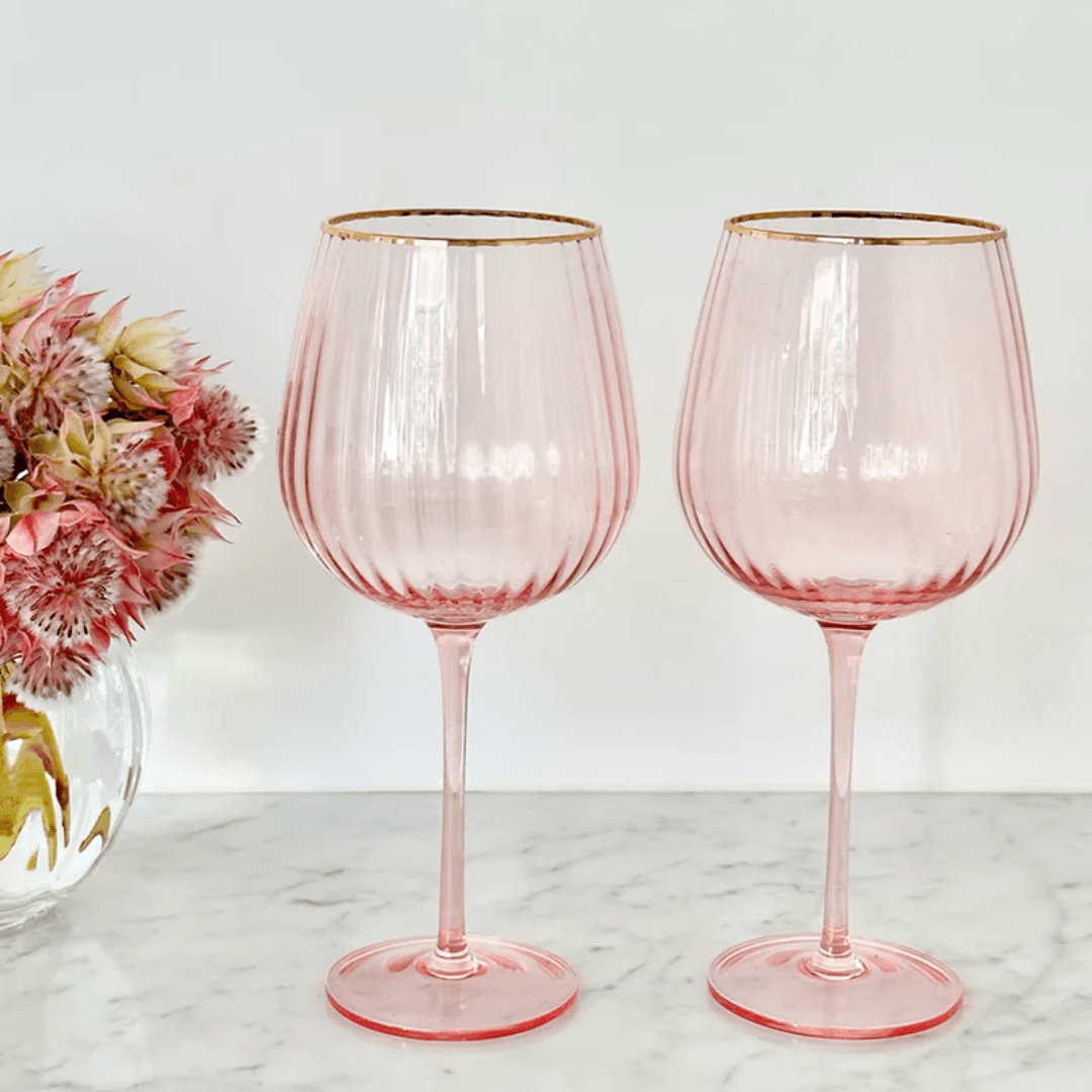 Crystal Balloon Glasses - Zjoosh - Zjoosh Soiree Crystal Spritz Balloons Pink (Set of 2) - The Gift Company