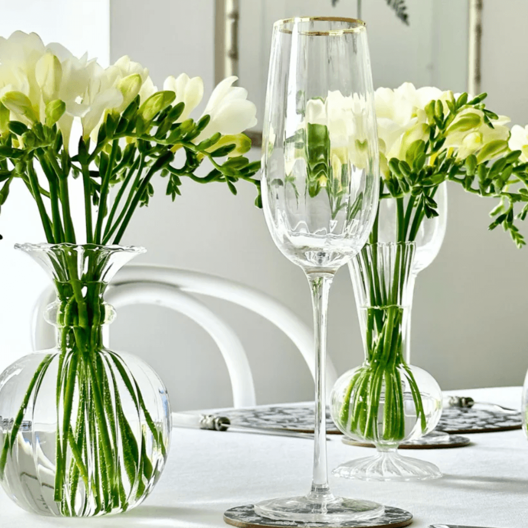 Crystal Glasses - Zjoosh - Zjoosh Soiree Crystal Champagne Flutes Clear (Set of 2) - The Gift Company