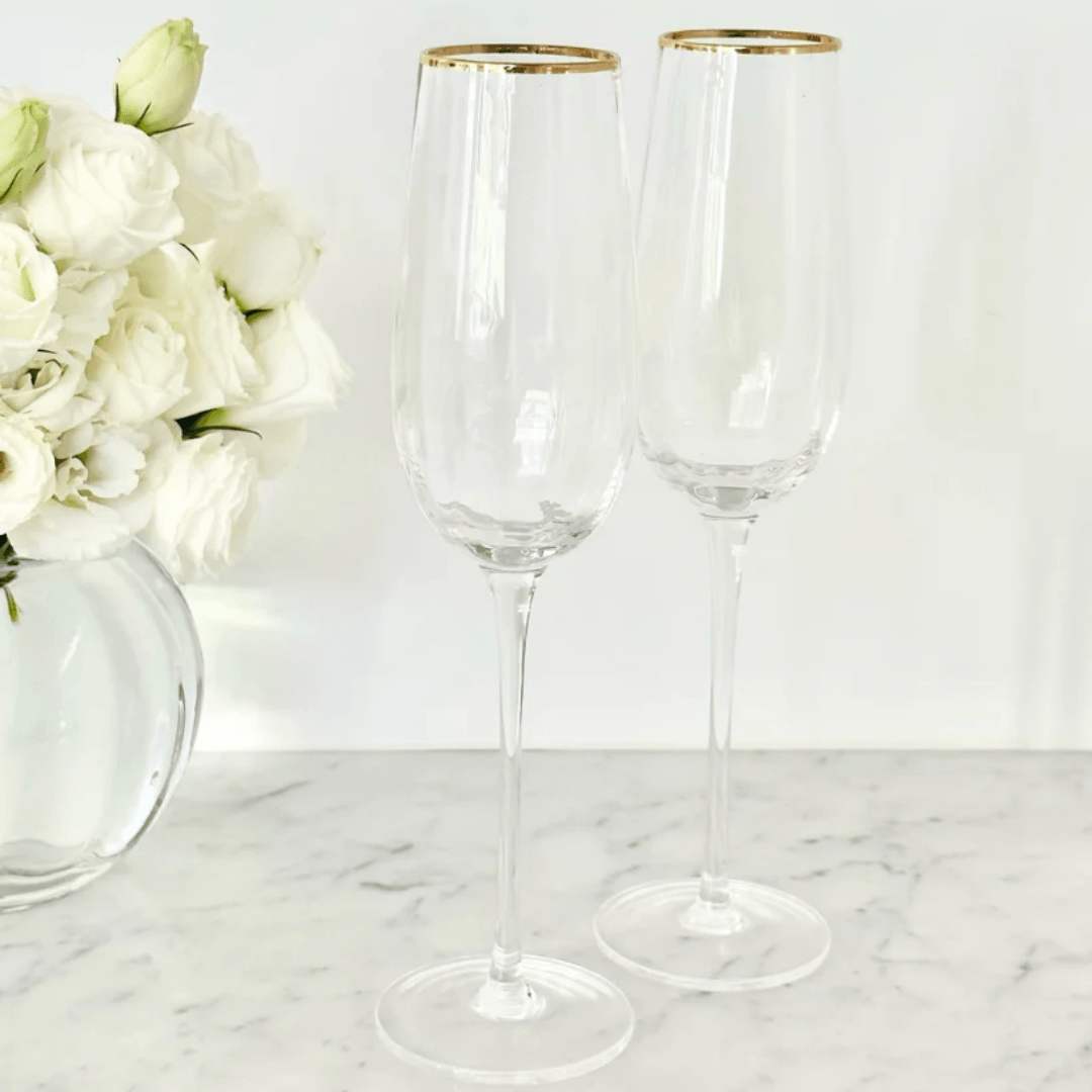 Crystal Glasses - Zjoosh - Zjoosh Soiree Crystal Champagne Flutes Clear (Set of 2) - The Gift Company