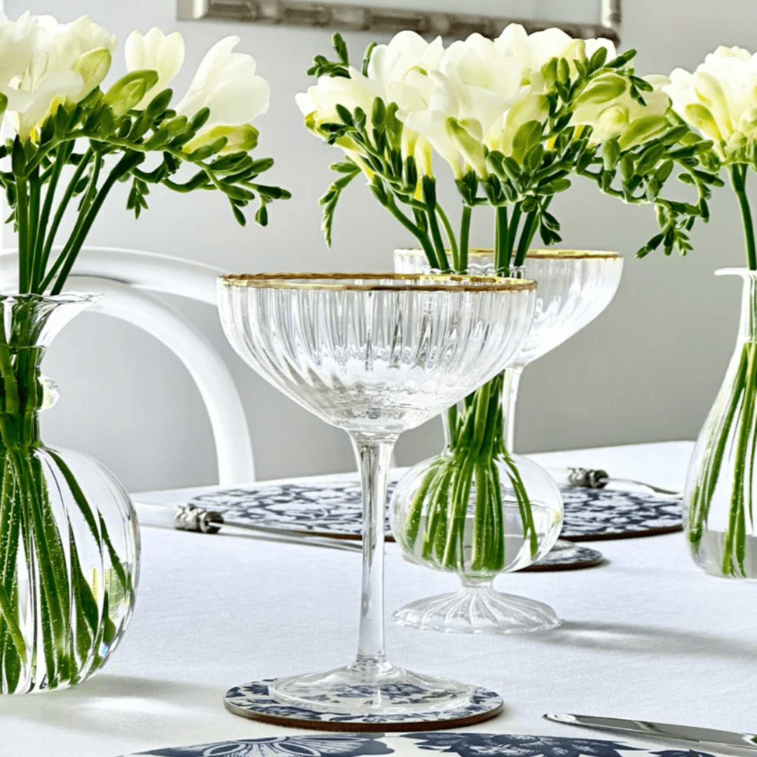 Crystal Glasses - Zjoosh - Zjoosh Soiree Crystal Coupes Clear (Set of 2) - The Gift Company