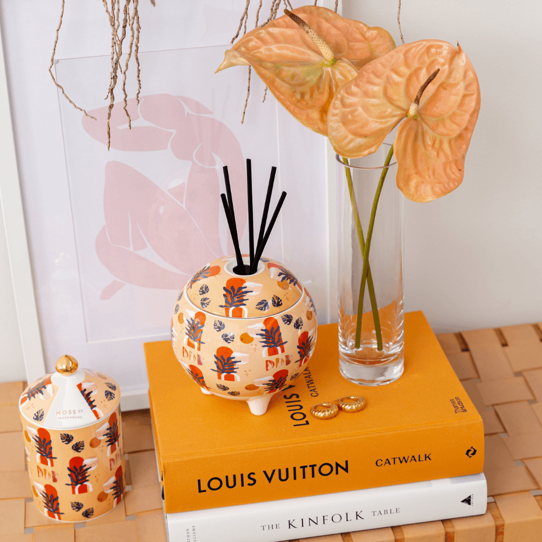 Diffuser - Moss St Ceramics - MOSS ST Ceramics Reed Diffuser - Japanese Honeysuckle 350mL - The Gift Company
