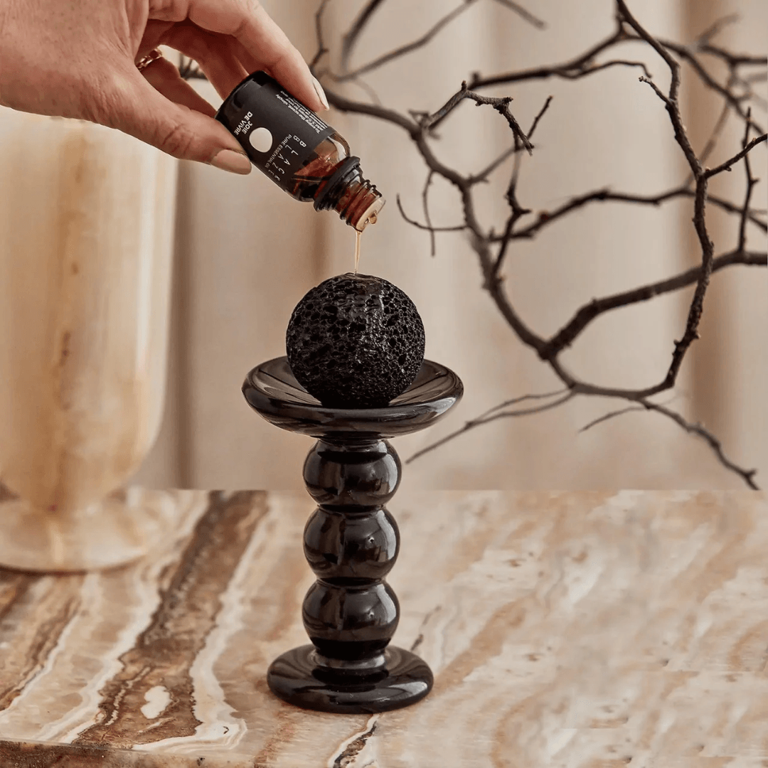 Diffuser set - Black Blaze - Black Blaze Halo Lava Rock Diffuser Set - Rainforest Sunlight 15mL - The Gift Company