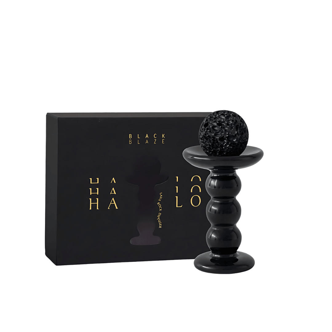 Diffuser set - Black Blaze - Black Blaze Halo Lava Rock Diffuser Set - Rainforest Sunlight 15mL - The Gift Company