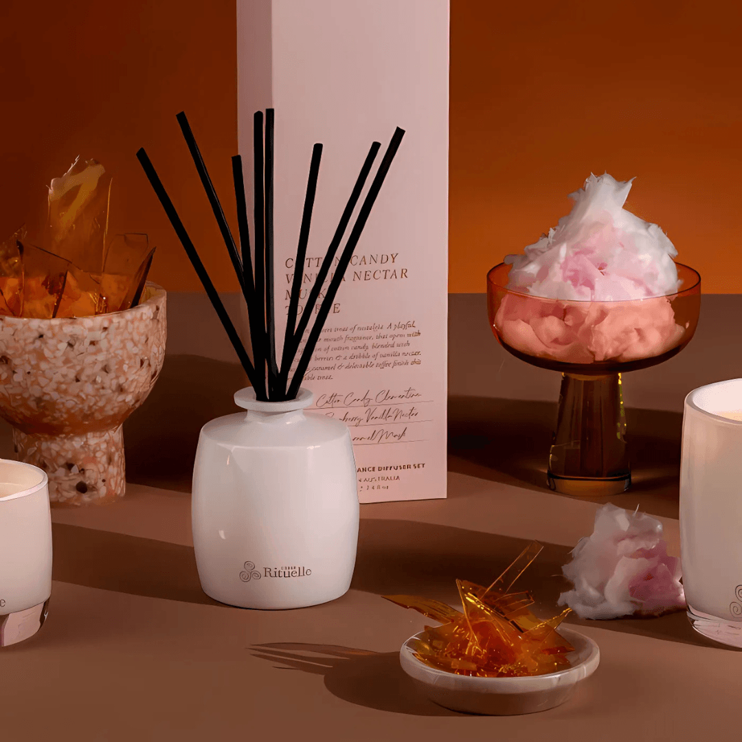 Diffuser - Urban Rituelle - Urban Rituelle Cotton Candy, Vanilla Nectar, Musk, Toffee Fragrance Diffuser Set 220ml - The Gift Company