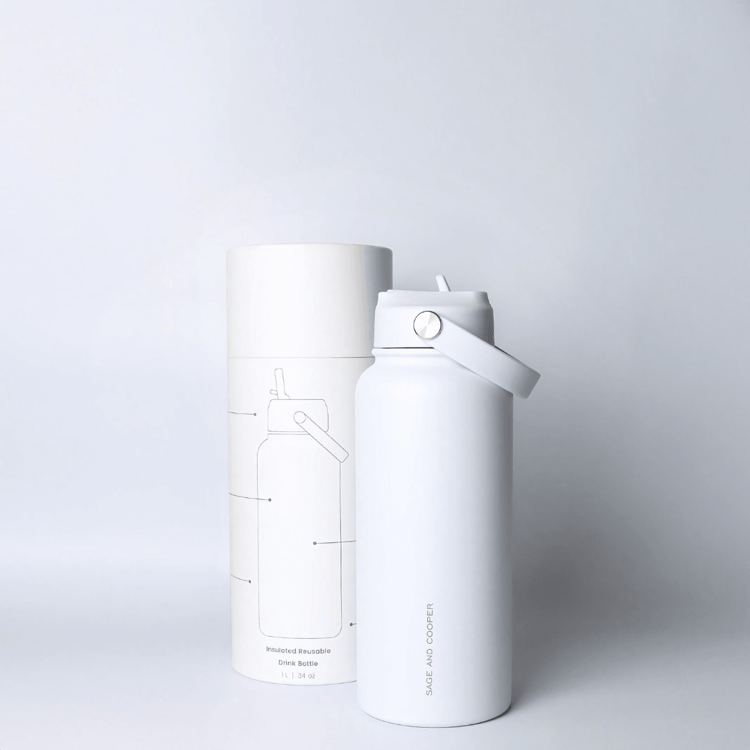 Drink Bottle - Sage & Cooper - Sage & Cooper Insulated Drink Bottle 1.L - White - The Gift Company