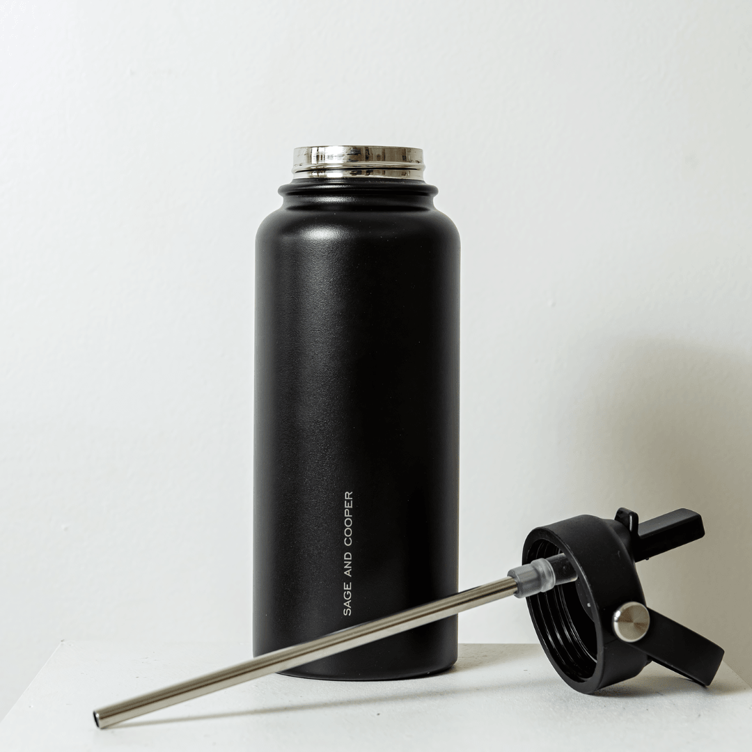 Drink Bottle - Sage & Cooper - Sage & Cooper Insulated Drink Bottle 1L - Black - The Gift Company