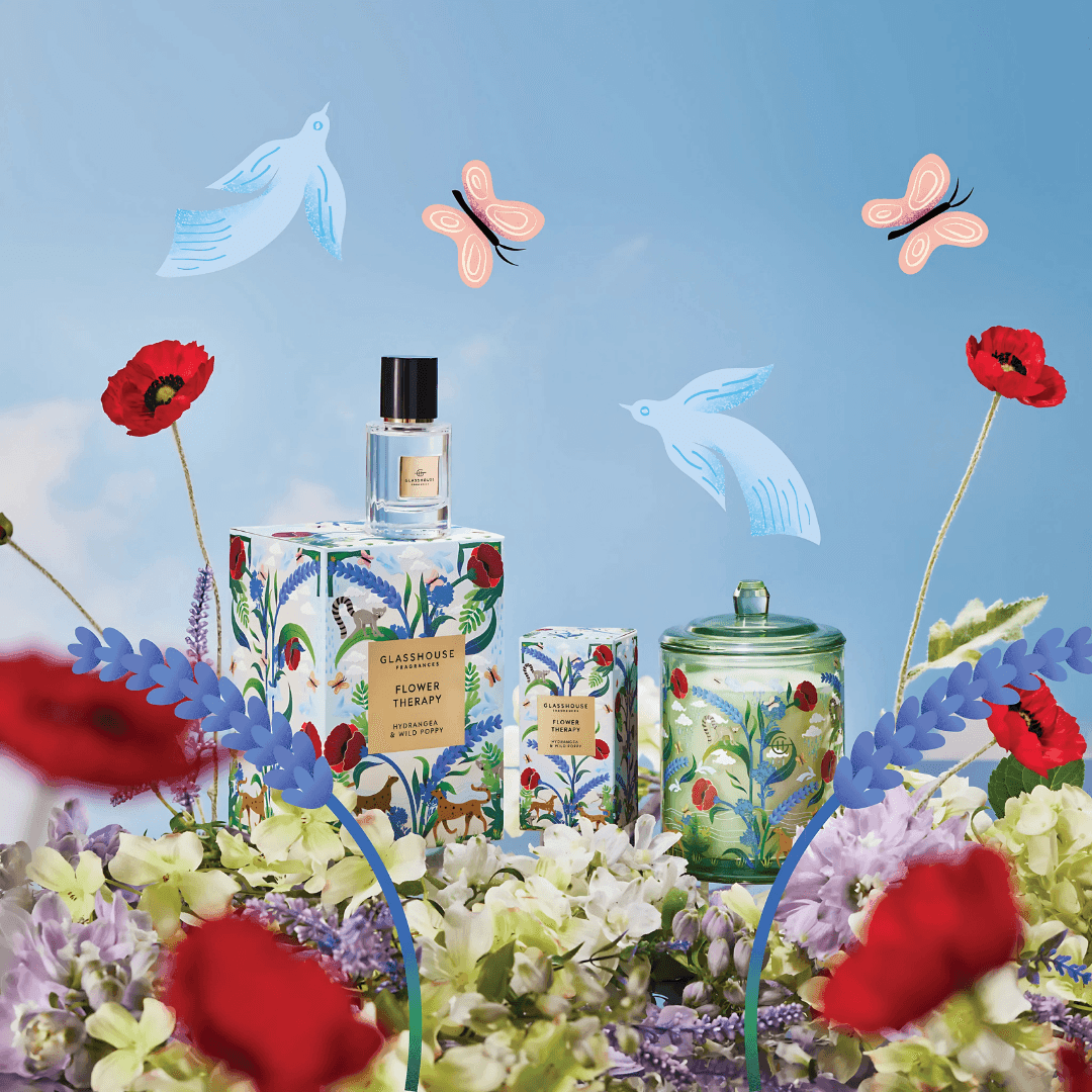 Eau de Parfum - Glasshouse - Glasshouse Fragrances Flower Therapy Hydrangea & Wild Poppy Eau de Parfum 30mL - The Gift Company