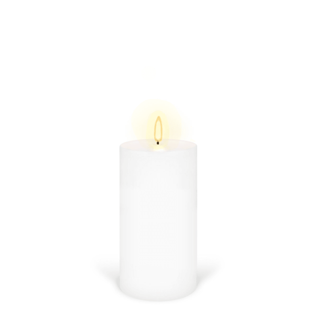 Flameless Candles - Enjoy Living - Enjoy Living Uyuni Nordic White Smooth Flameless Candle - Medium Pillar - The Gift Company