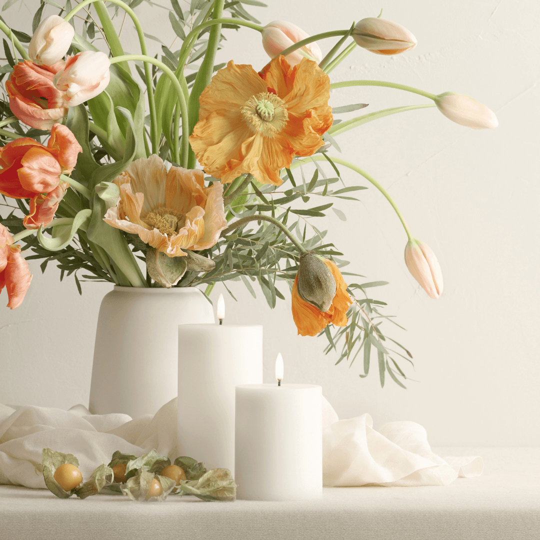 Flameless Candles - Enjoy Living - Enjoy Living Uyuni Nordic White Smooth Flameless Candle - Small Pillar - The Gift Company